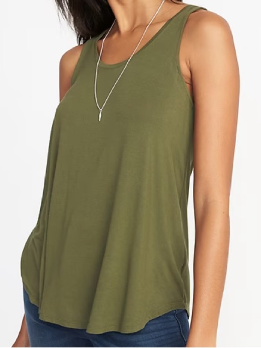 Old Navy Olive Green Luxe Stretch Knit Tank Top - EUC